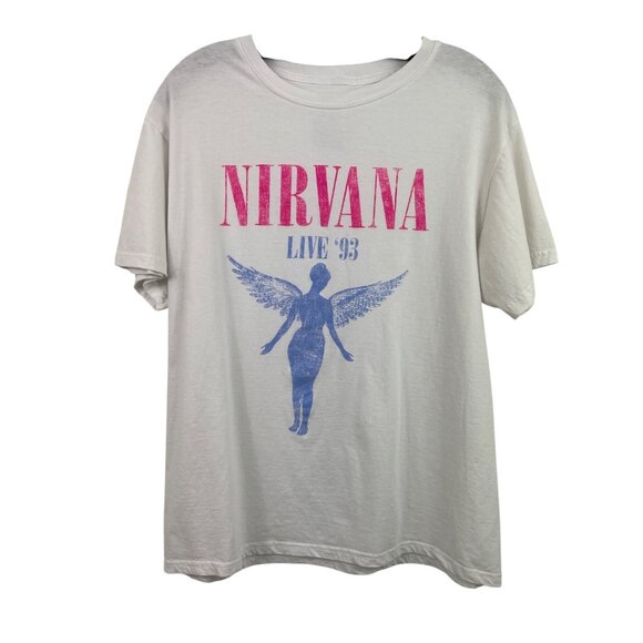 Nirvana Tops - Nirvana Live '93 White Short Sleeve T-shirt Womens Size XL